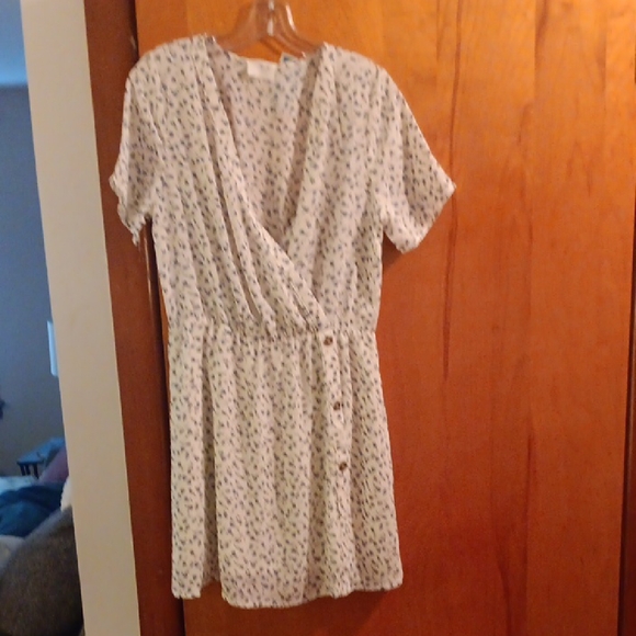 Sienna Sky Tops - Sienna Sky Cream Floral Wrap Tunic with Short Sleeves